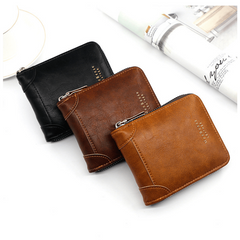 Men's Leather Zipper Card Holder Wallet Large Capacity Vintage Coin Purse