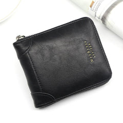 Men's Leather Zipper Card Holder Wallet Large Capacity Vintage Coin Purse