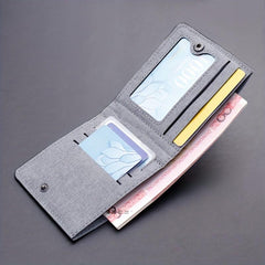 Men's Short Ultra thin Canvas Wallet Zipper Card Holder