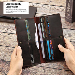 Men's Business Long Wallets With Card Slots Coin Purses Leather Money Clip
