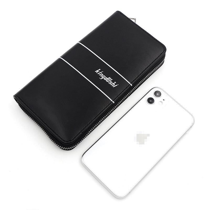Men's Business Clutch Bag Long Wallet Zipper PU Leather