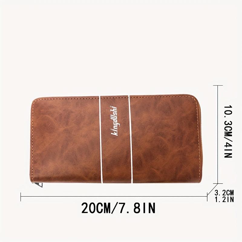 Men's Business Clutch Bag Long Wallet Zipper PU Leather