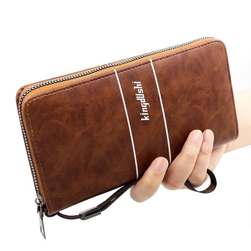 Men's Business Clutch Bag Long Wallet Zipper PU Leather