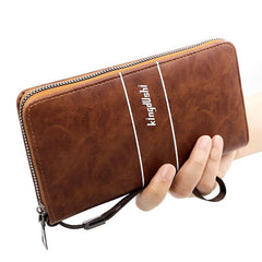 Men's Business Clutch Bag Long Wallet Zipper PU Leather