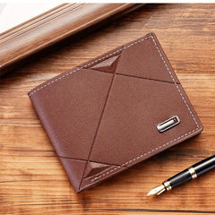 Men's PU Leather Letter Pattern Short Thin Wallet Card Cash Holder Great Gift