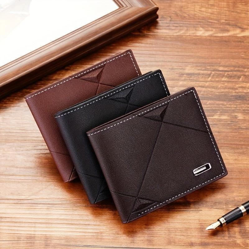 Men's PU Leather Letter Pattern Short Thin Wallet Card Cash Holder Great Gift