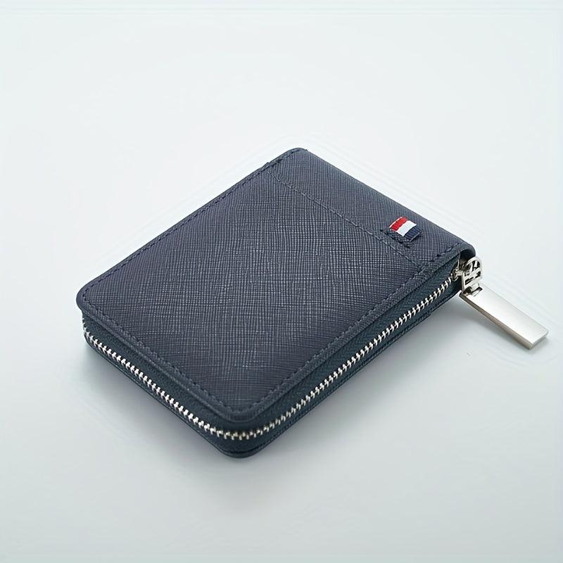 Men's Vintage Zipper Card Holder Short Wallet Leather Multifunctional Coin Purse