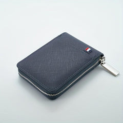 Men's Vintage Zipper Card Holder Short Wallet Leather Multifunctional Coin Purse