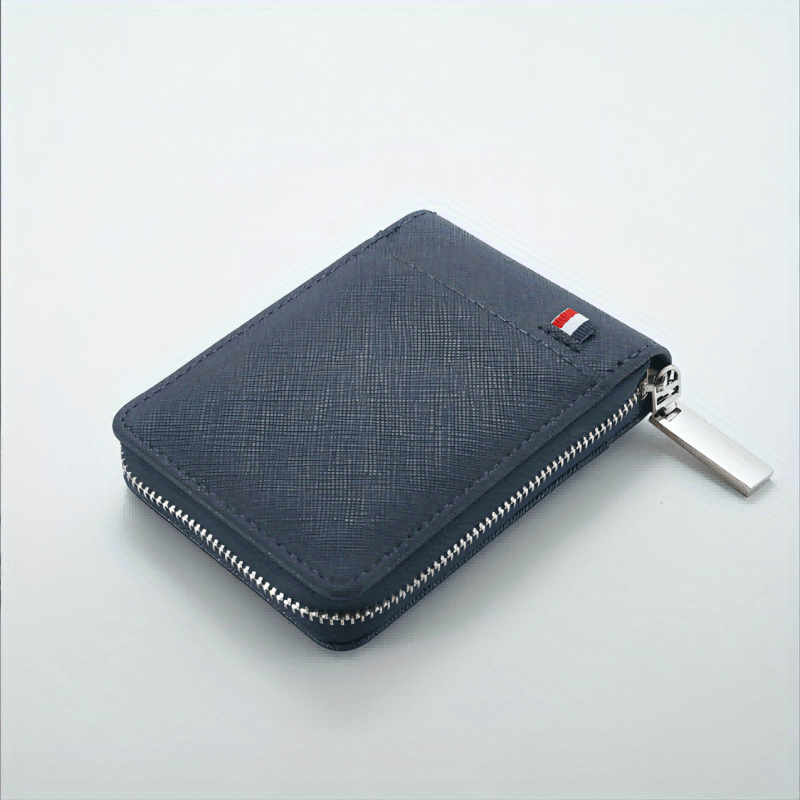 Men's Vintage Zipper Card Holder Short Wallet Leather Multifunctional Coin Purse