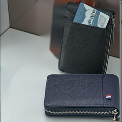 Men's Vintage Zipper Card Holder Short Wallet Leather Multifunctional Coin Purse