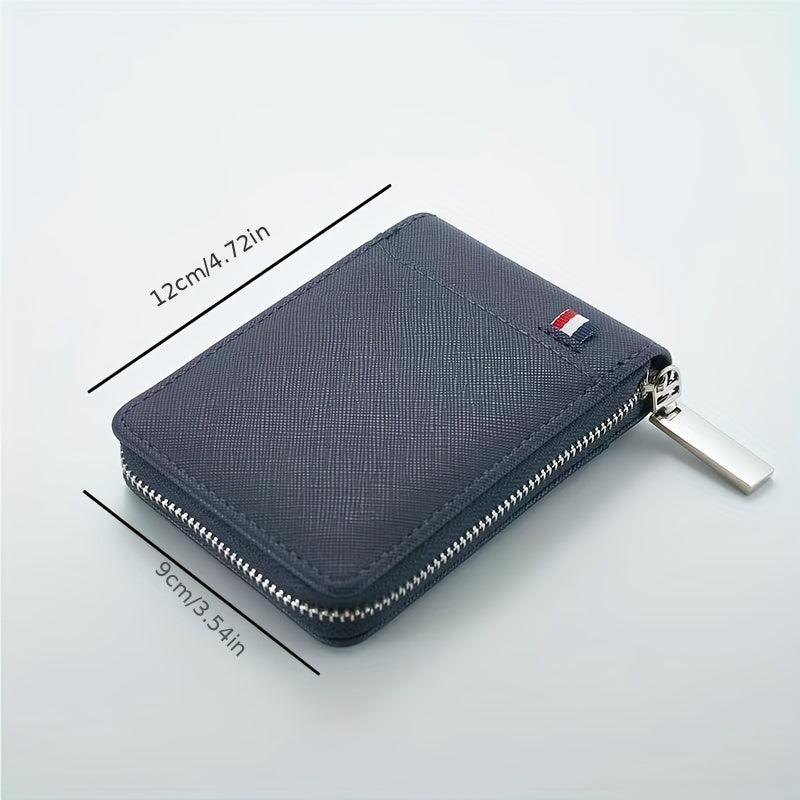 Men's Vintage Zipper Card Holder Short Wallet Leather Multifunctional Coin Purse