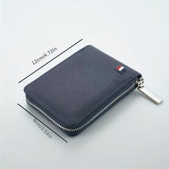 Men's Vintage Zipper Card Holder Short Wallet Leather Multifunctional Coin Purse