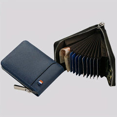 Men's Vintage Zipper Card Holder Short Wallet Leather Multifunctional Coin Purse