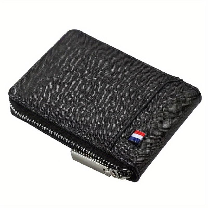 Men's Vintage Zipper Card Holder Short Wallet Leather Multifunctional Coin Purse