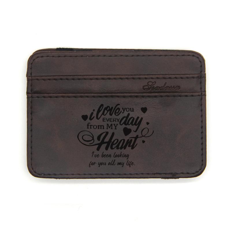Vintage Slim Card Holder Engraved Men's Wallet Anniversary Gift