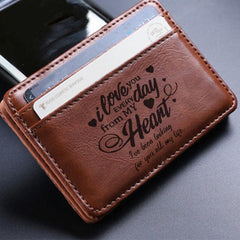 Vintage Slim Card Holder Engraved Men's Wallet Anniversary Gift