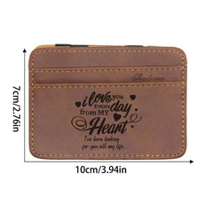 Vintage Slim Card Holder Engraved Men's Wallet Anniversary Gift