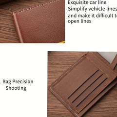 Men's PU Leather Striped Short Wallet Card Holder