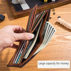 Men's RFID Blocking Leather Short Wallet with Bull Head Pattern