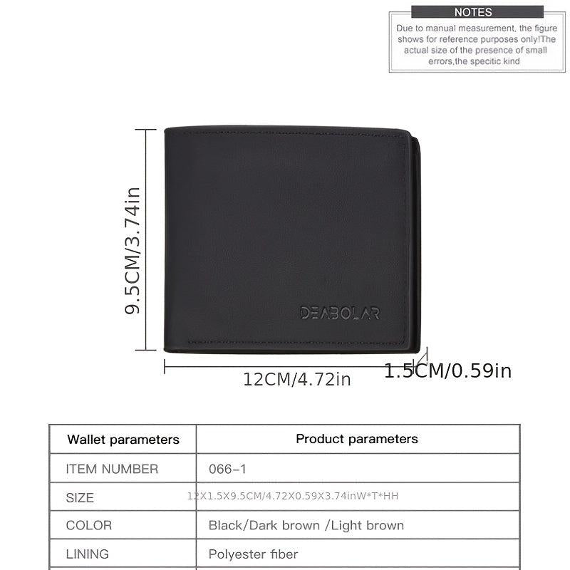 Men's Business Short Wallet Slim PU Leather Minimalist Wallet