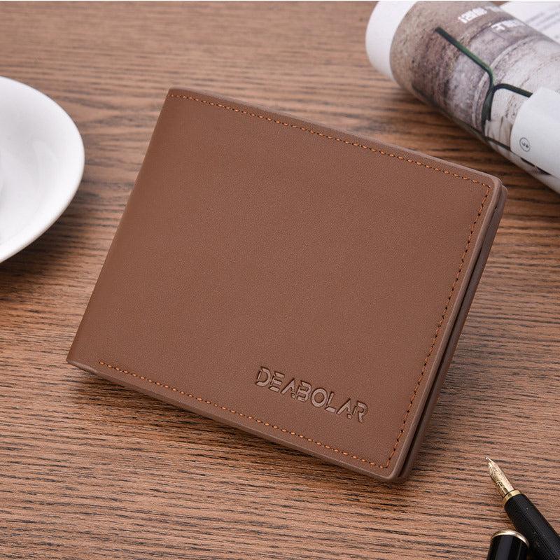 Men's Business Short Wallet Slim PU Leather Minimalist Wallet