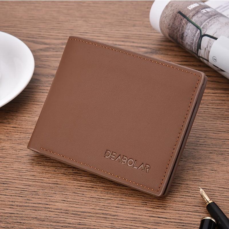 Men's Business Short Wallet Slim PU Leather Minimalist Wallet