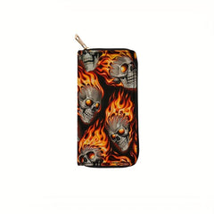 Skull Halloween Long Zipper Wallet Horror Night Handbag Clutch Bag