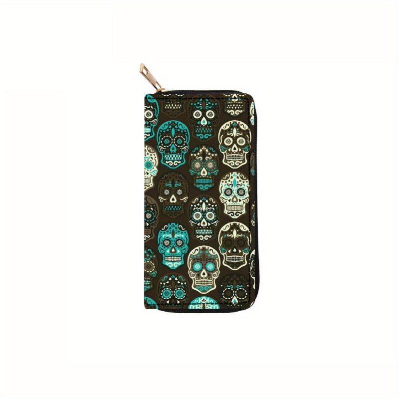 Skull Halloween Long Zipper Wallet Horror Night Handbag Clutch Bag