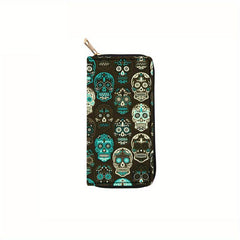 Skull Halloween Long Zipper Wallet Horror Night Handbag Clutch Bag