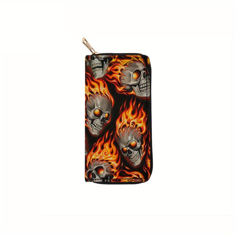 Skull Halloween Long Zipper Wallet Horror Night Handbag Clutch Bag