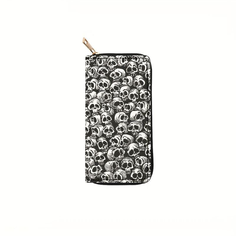 Skull Halloween Long Zipper Wallet Horror Night Handbag Clutch Bag