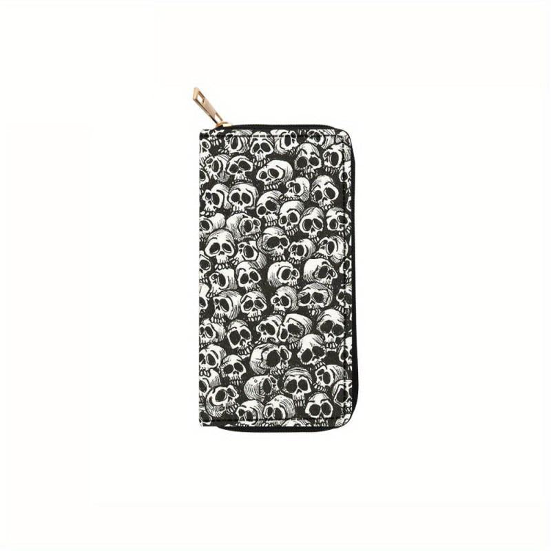 Skull Halloween Long Zipper Wallet Horror Night Handbag Clutch Bag