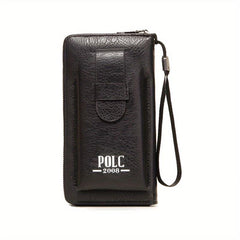 Solid Leather Zipper Wallet with Wristlet Coin Purse