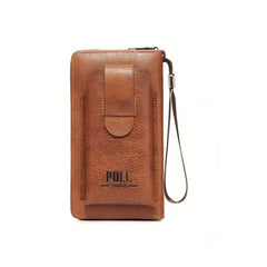 Solid Leather Zipper Wallet with Wristlet Coin Purse