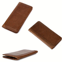 Men's Money Clip Leather Wallet with ID Window & Card Slots