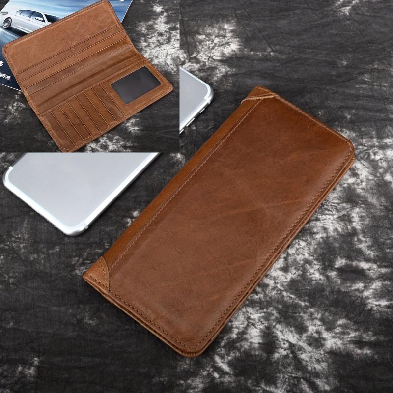 Men's Money Clip Leather Wallet with ID Window & Card Slots