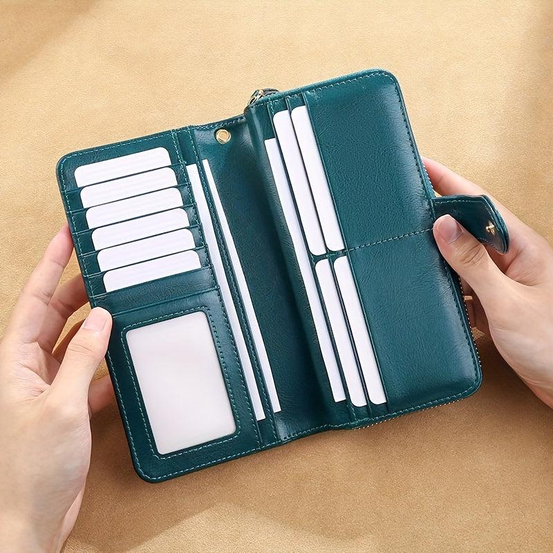 Men's Leather Long Wallet Card Holder Zipper Coin Purses Phone Handbag