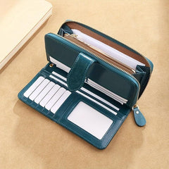 Men's Leather Long Wallet Card Holder Zipper Coin Purses Phone Handbag