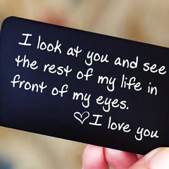 Engraved Aluminum Alloy Wallet Insert Card - Love Note for Him