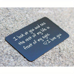 Engraved Aluminum Alloy Wallet Insert Card - Love Note for Him