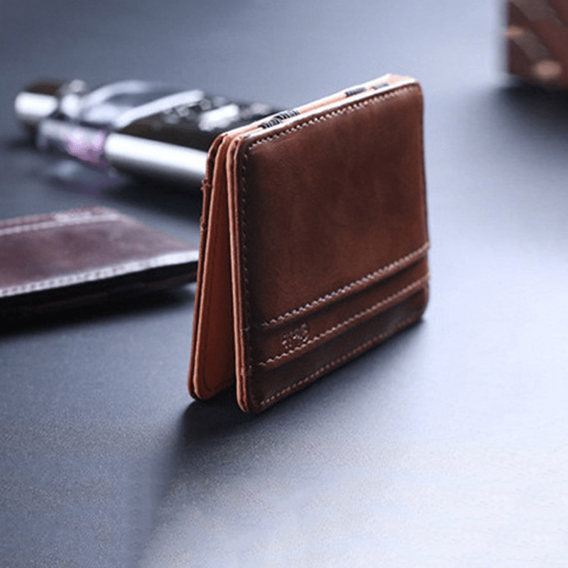 Men's Vintage Engraved Card Holder PU Leather Ultrathin Wallet
