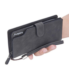 Men's Leather Zipper Handbag Large Capacity Wallet Clutch Bag