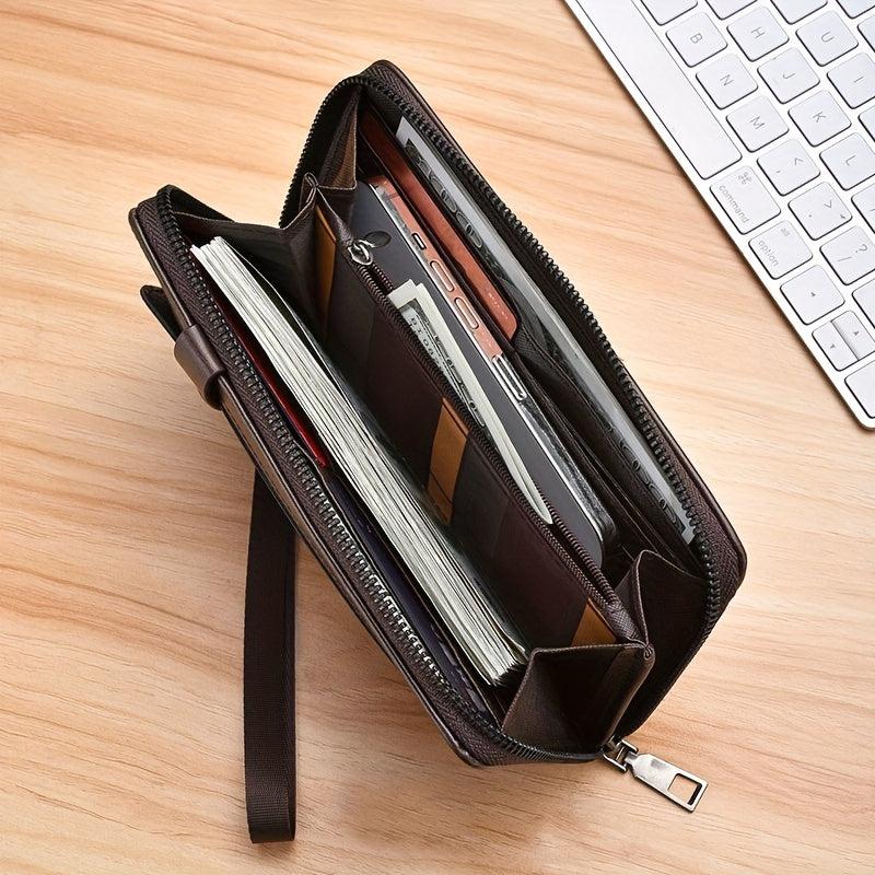 Men's Long Zipper Clutch Wallet Phone Coin Card Money Bag