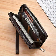Men's Long Zipper Clutch Wallet Phone Coin Card Money Bag