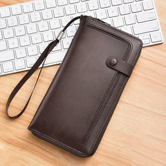 Men's Long Zipper Clutch Wallet Phone Coin Card Money Bag