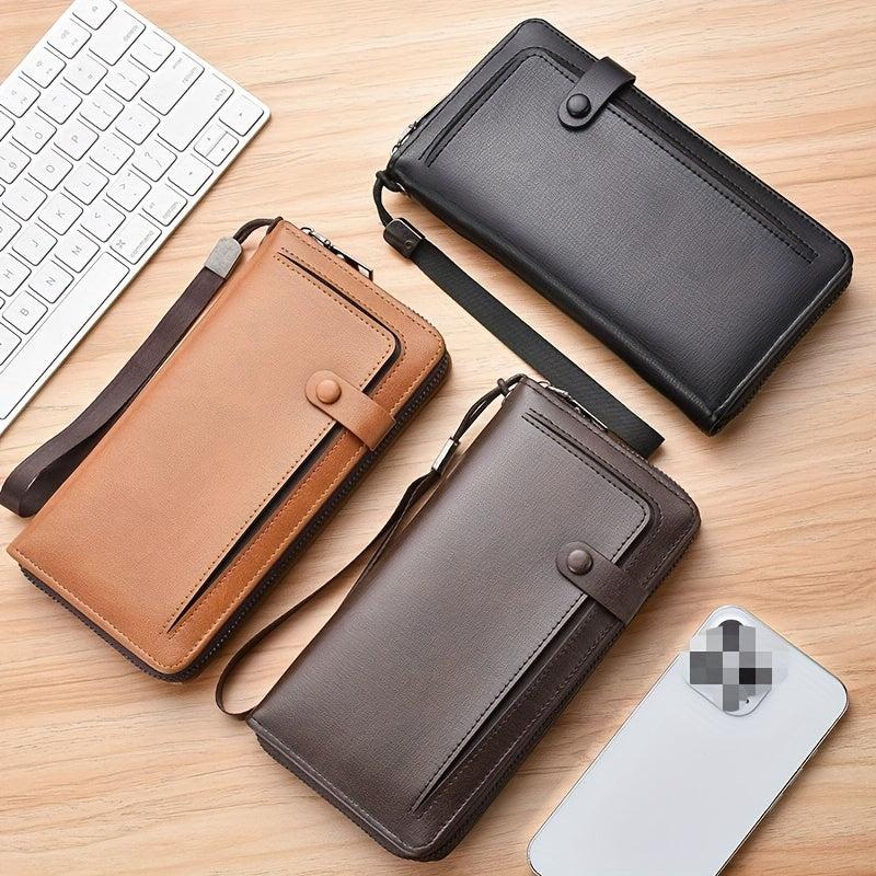 Men's Long Zipper Clutch Wallet Phone Coin Card Money Bag
