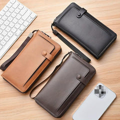 Men's Long Zipper Clutch Wallet Phone Coin Card Money Bag