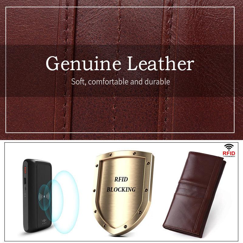 SCHLATUM RFID Blocking Leather Wallet Vintage Style