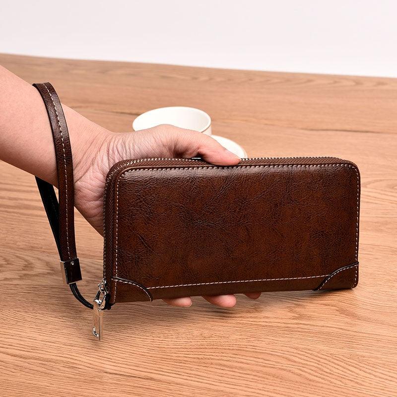 Men's Retro Zipper Clutch Wallet Envelope Bag