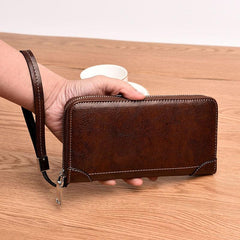 Men's Retro Zipper Clutch Wallet Envelope Bag